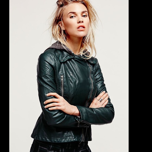 free people faux leather jacket with hood